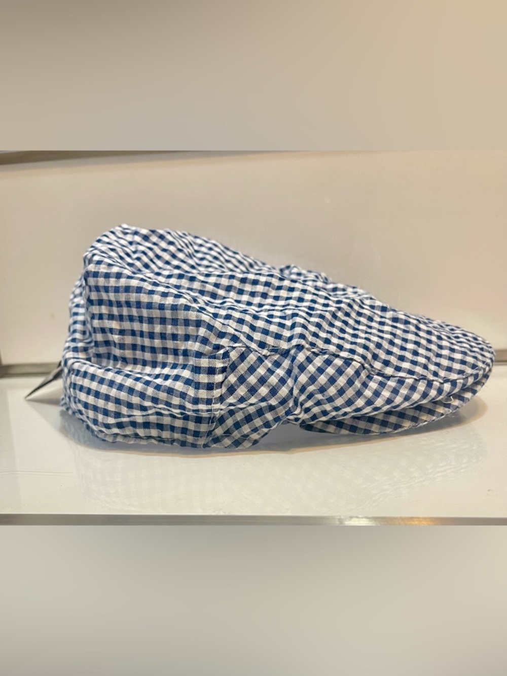 Saddlebred Blue and White Gingham Newsboy Cap